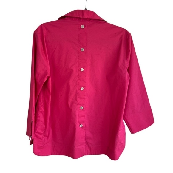 Hinson Wu Aileen 3/4 Sleeve Button Back Top 6 Magenta Pink - Picture 7 of 9